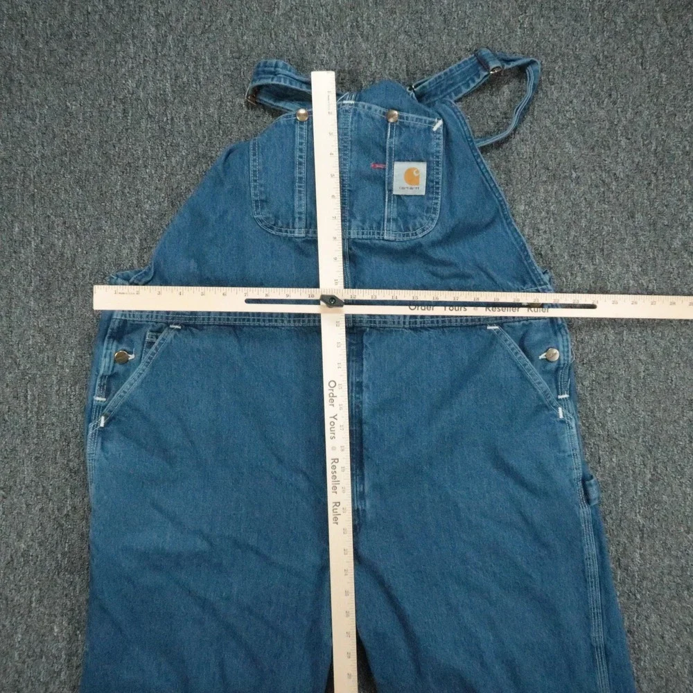 VINTAGE Carhartt Overalls Mens Blue Denim Bib Straight Leg Workwear 44x28